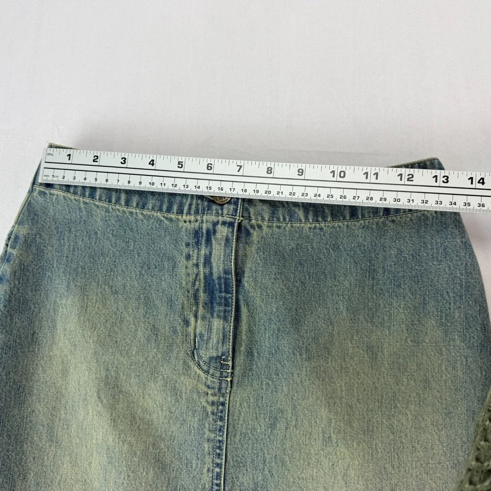 NY Jeans VTG 90s Y2K Denim Fringe Maxi Skirt Sz‎ 2 Western Coastal Cowgirl